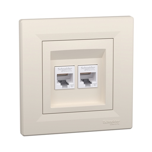 [60817] Розетка двойная компьютерная SE EPH4800123 Asfora RJ45 кат. 6 в сборе кремовый