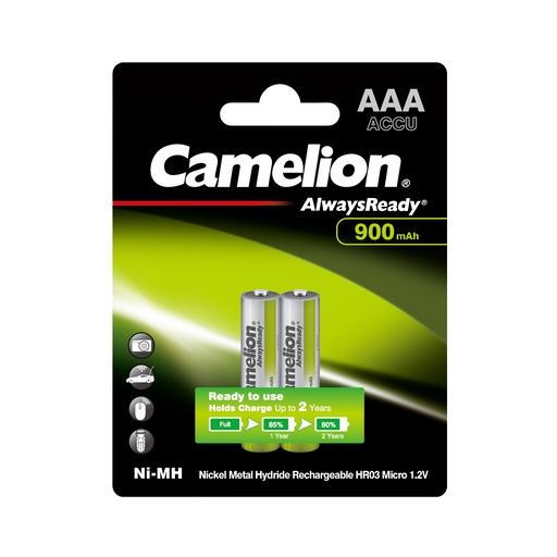[8624] Аккумулятор CAMELION AlwaysReady Rechargeable Ni-MH NH-AAA900ARBP2 2 шт. в блистере